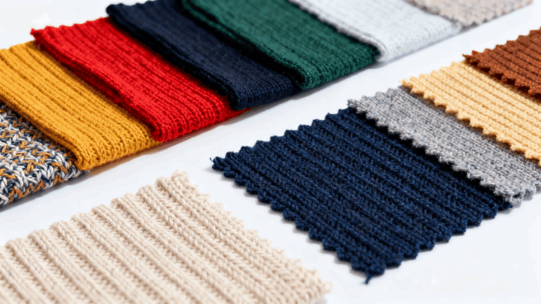 2025 11 24 8500 针织面料样品展示，各种颜色和纹理的棉针织面料、化纤针织面料平铺展示，质感清晰可见